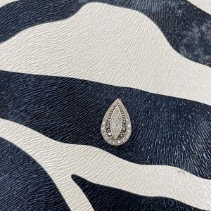 Tiny & Spectacular Rhinestone Black, Sterling Silver & White Stones Pendant